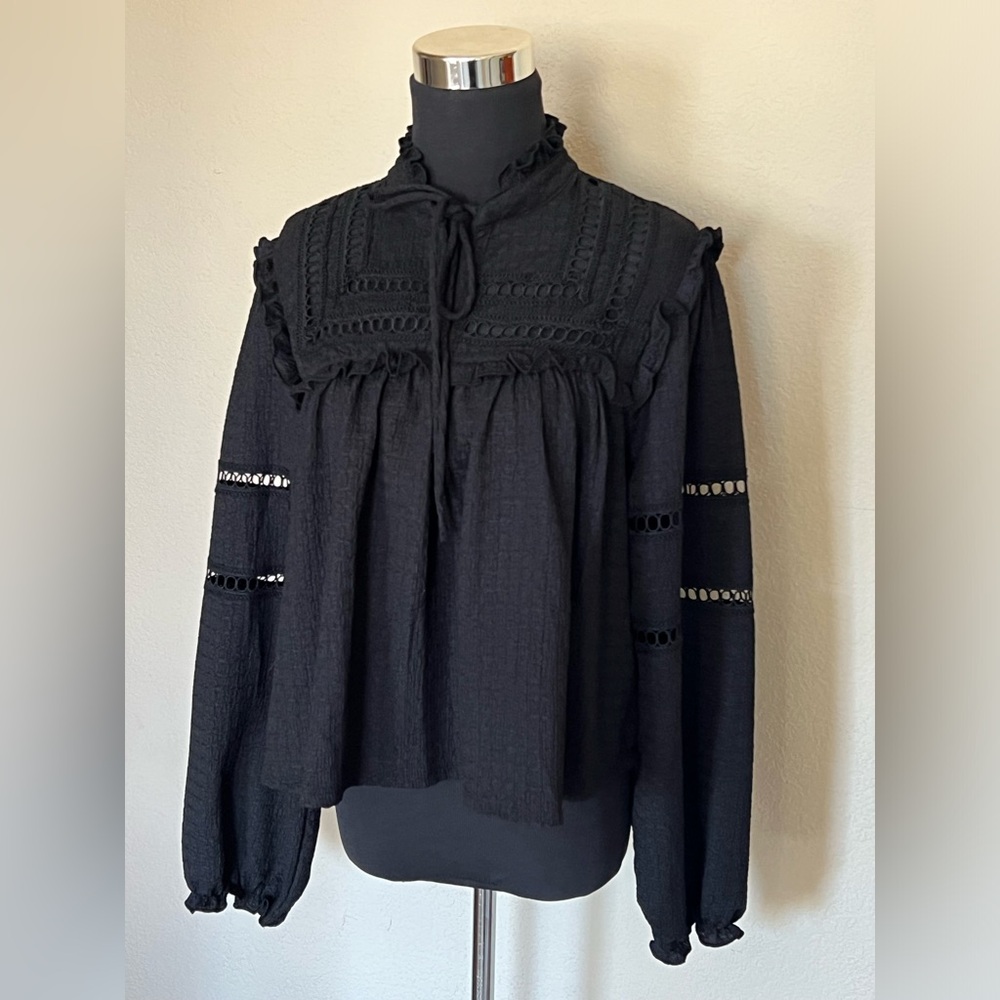 H&M Black Blouse with Lace Details